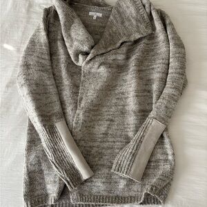 Cozy Shawl Collar Knit Sweater in Heather Taupe